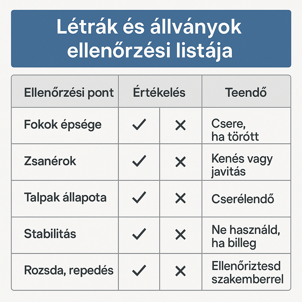 Miért fontos a létrák és állványok rendszeres ellenőrzése?